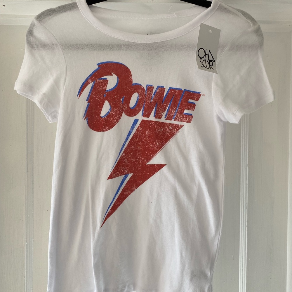 CHASER White David Bowie Graphic Burnout T-shirt